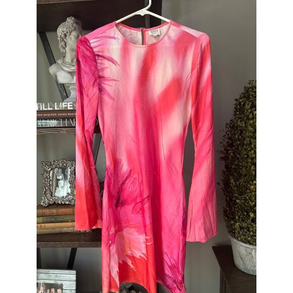 Hemant & Nandita Abira Mini Floral Satin Dress Pink Womens Size XS - Picture 5 of 12